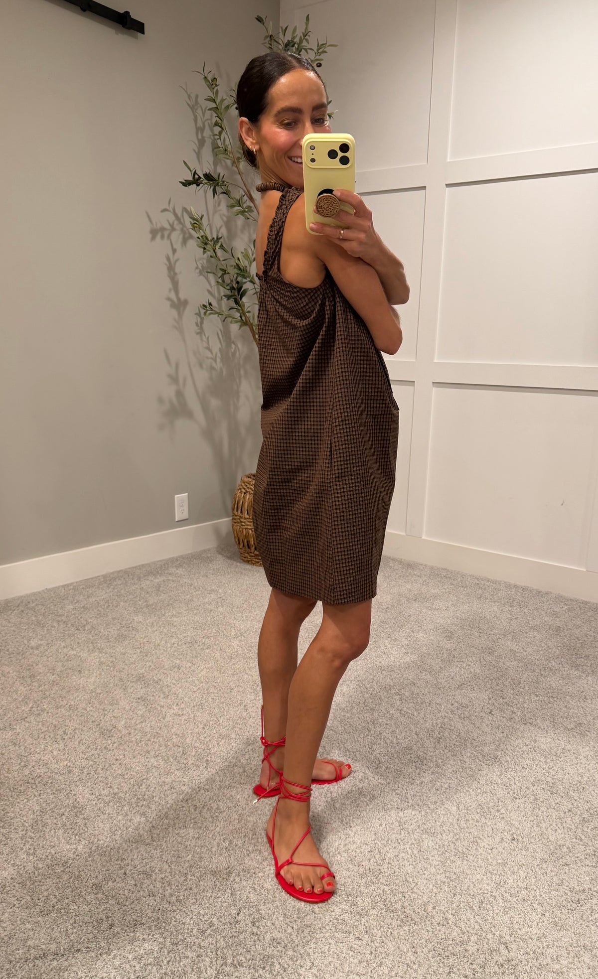 The Gabby Dress | Brown/Navy/Red