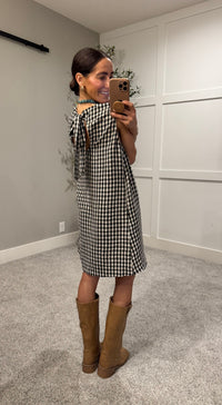 Sandy Gingham Dress | Black/Cream