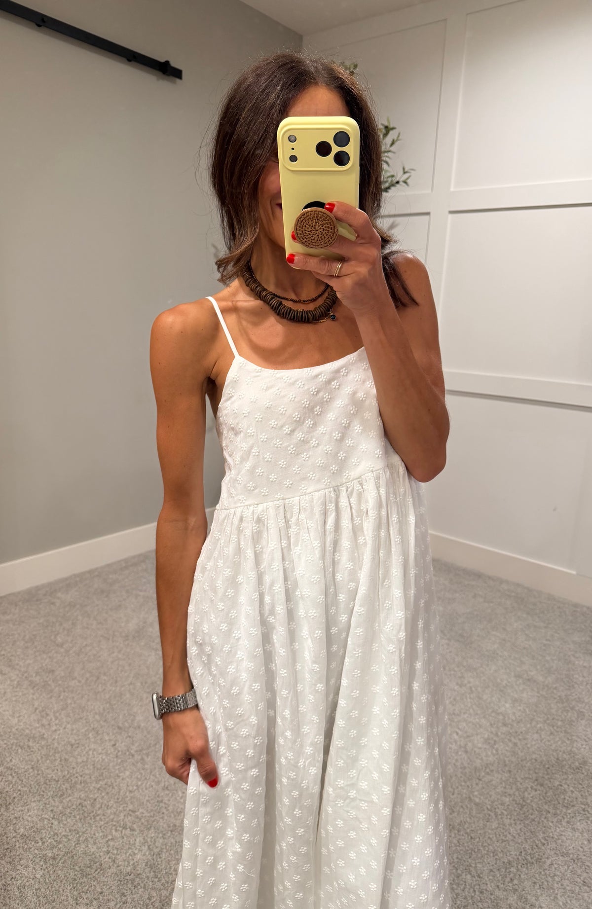 Embroidered Floral Dress | White