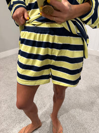 Sheila Striped Shorts | Lemon/Navy