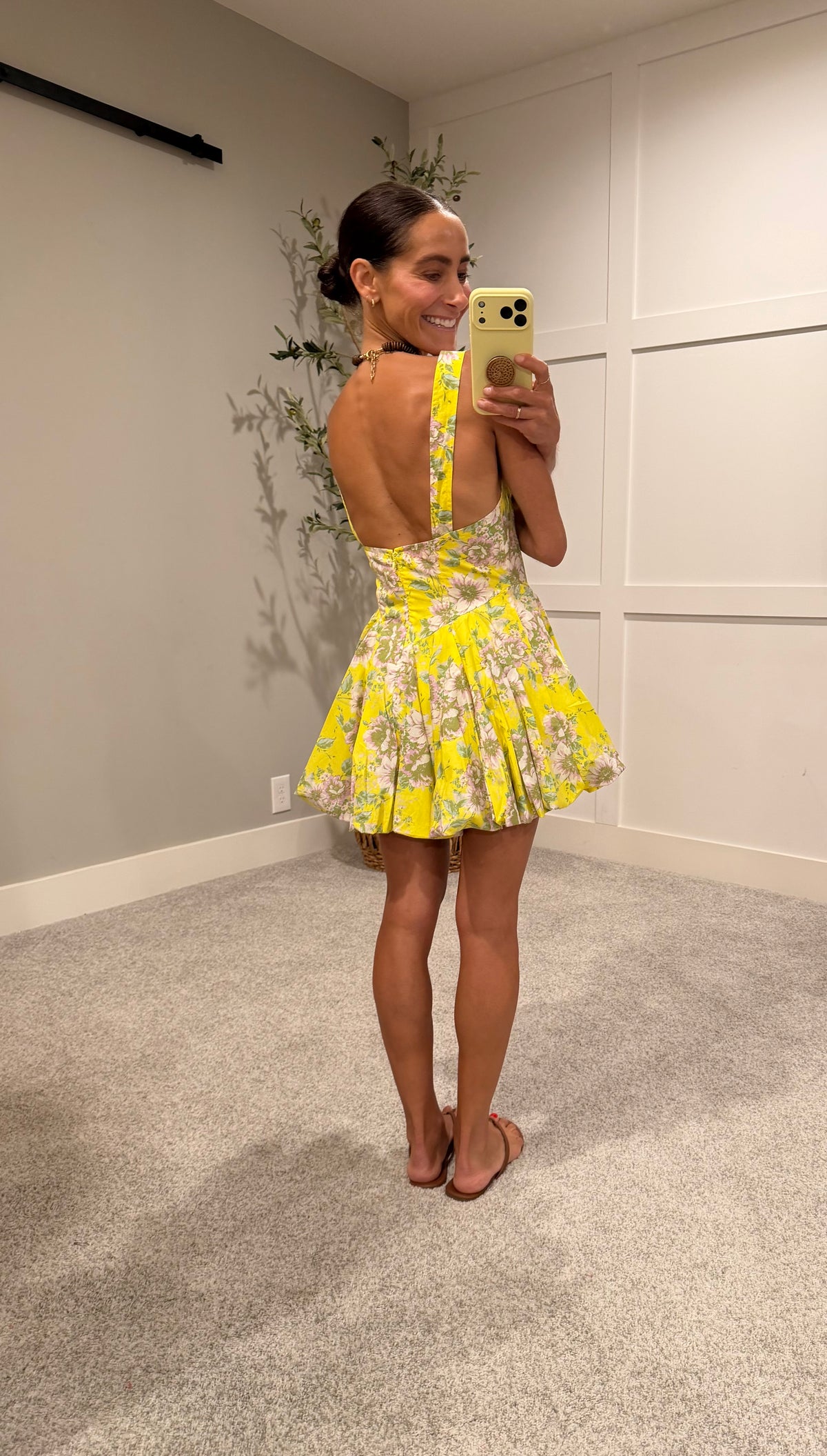 Elsie Floral Balloon Mini Dress | Yellow