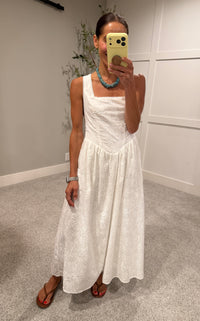Giana Cross-Back Tie Maxi Dress | White