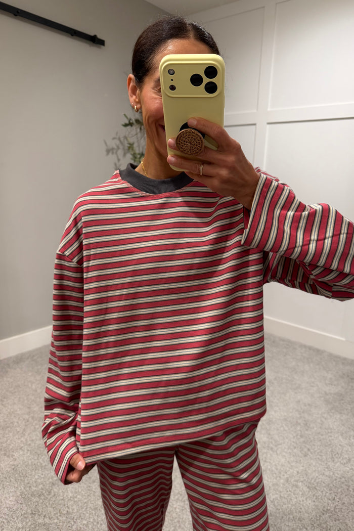 Whitney Striped Top | Red