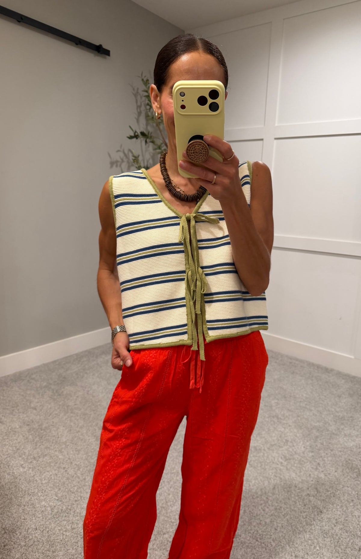 Croix Striped Knit Tie Front Vest