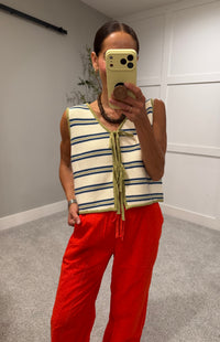 Croix Striped Knit Tie Front Vest