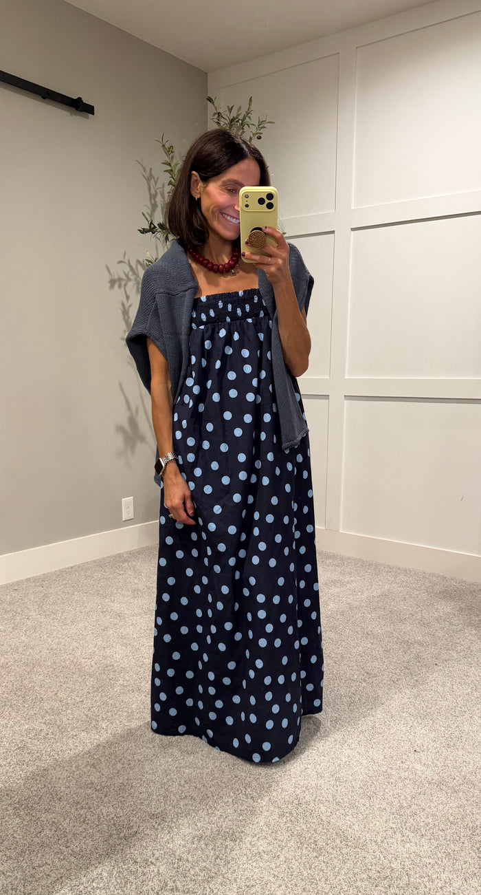 Ari Polka Dot Maxi Dress | Midnight