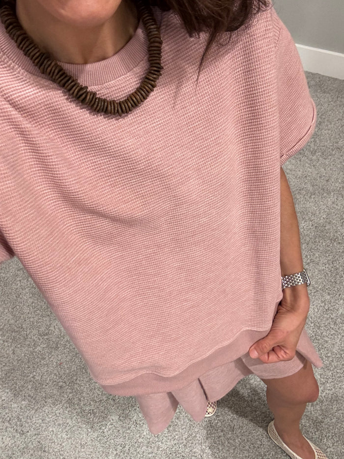 Waffle Knit Set | Rose
