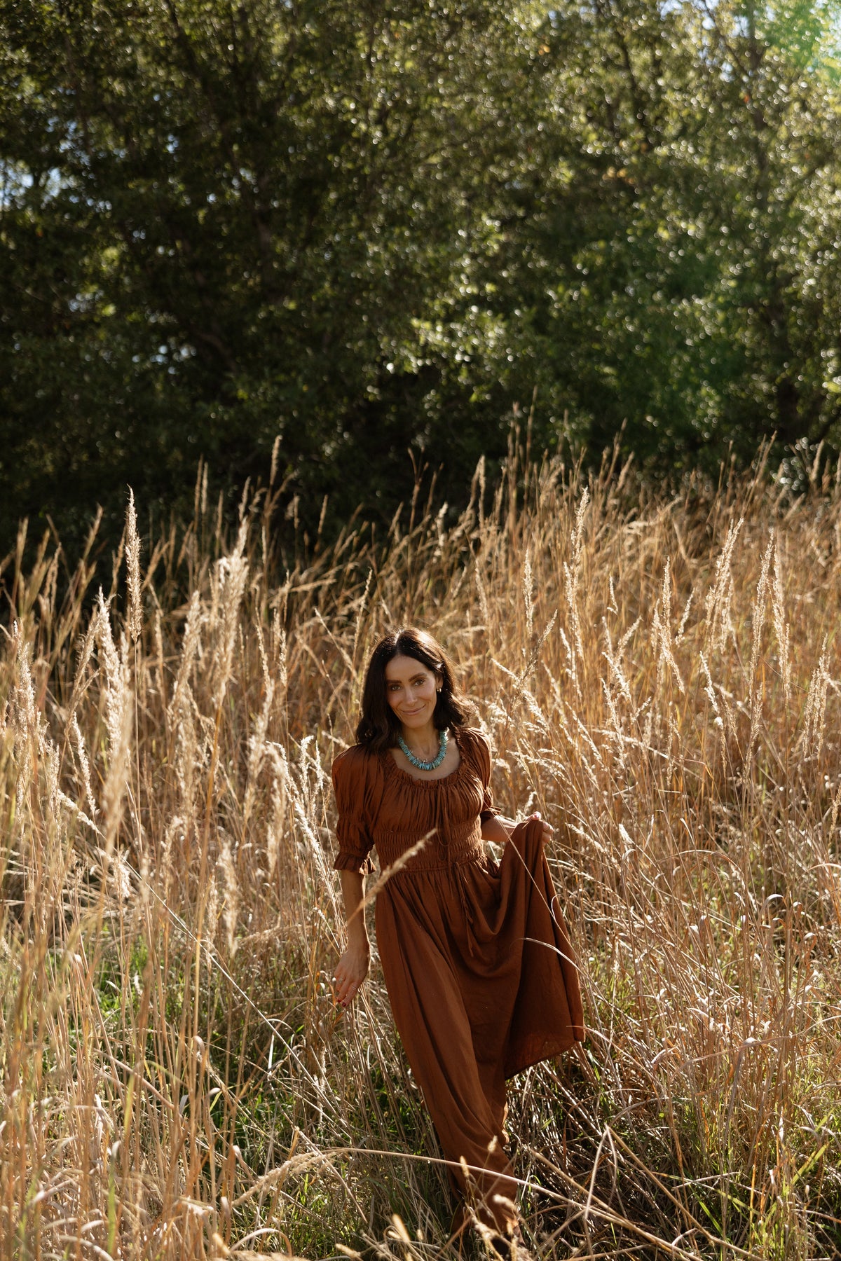 The Solana Smocked Dress | Warm Brown