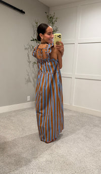 Aspen Chocolate Blue Striped Dress