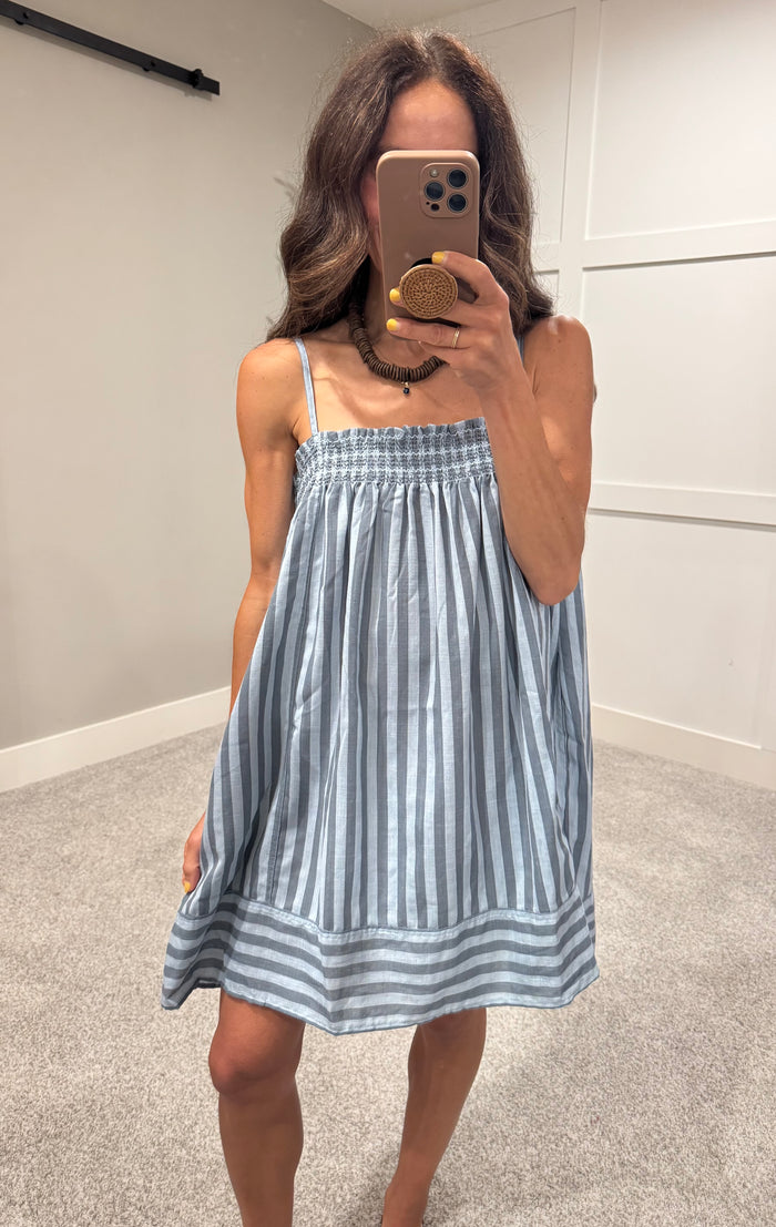 Serena Striped Cami Dress | Blue Stripe