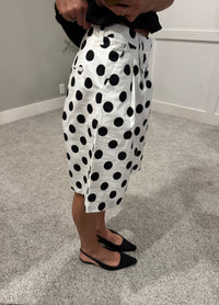 Lucy Pleated Polka Dot Trouser Shorts| White/Black