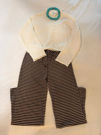 French Terry Striped Set | Brown/Cream