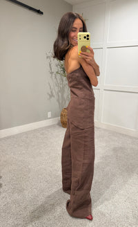 Rita Wide-Leg Linen Pants | Brown