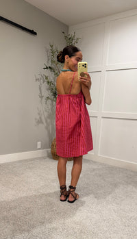 Candy Stripe Babydoll Mini Dress  | Pink Stripe