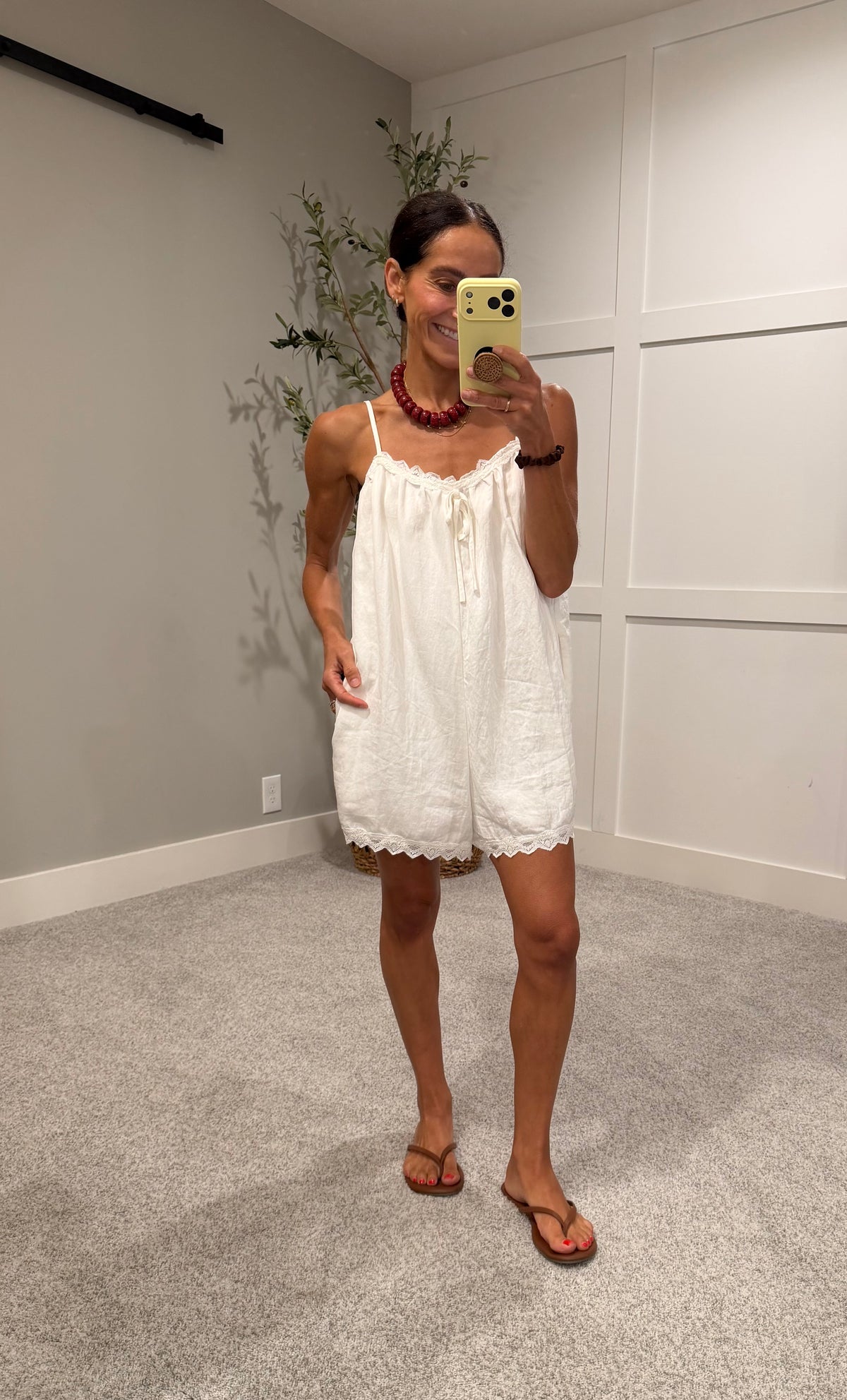 Summer Lace Trim Romper | White