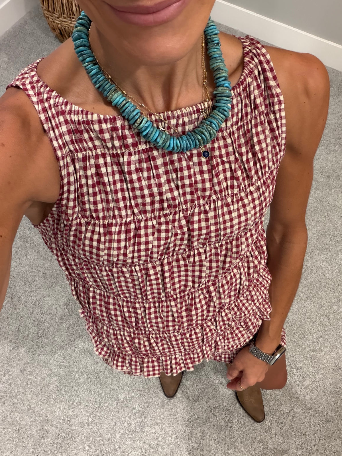 Delilah Smocked Top | Red