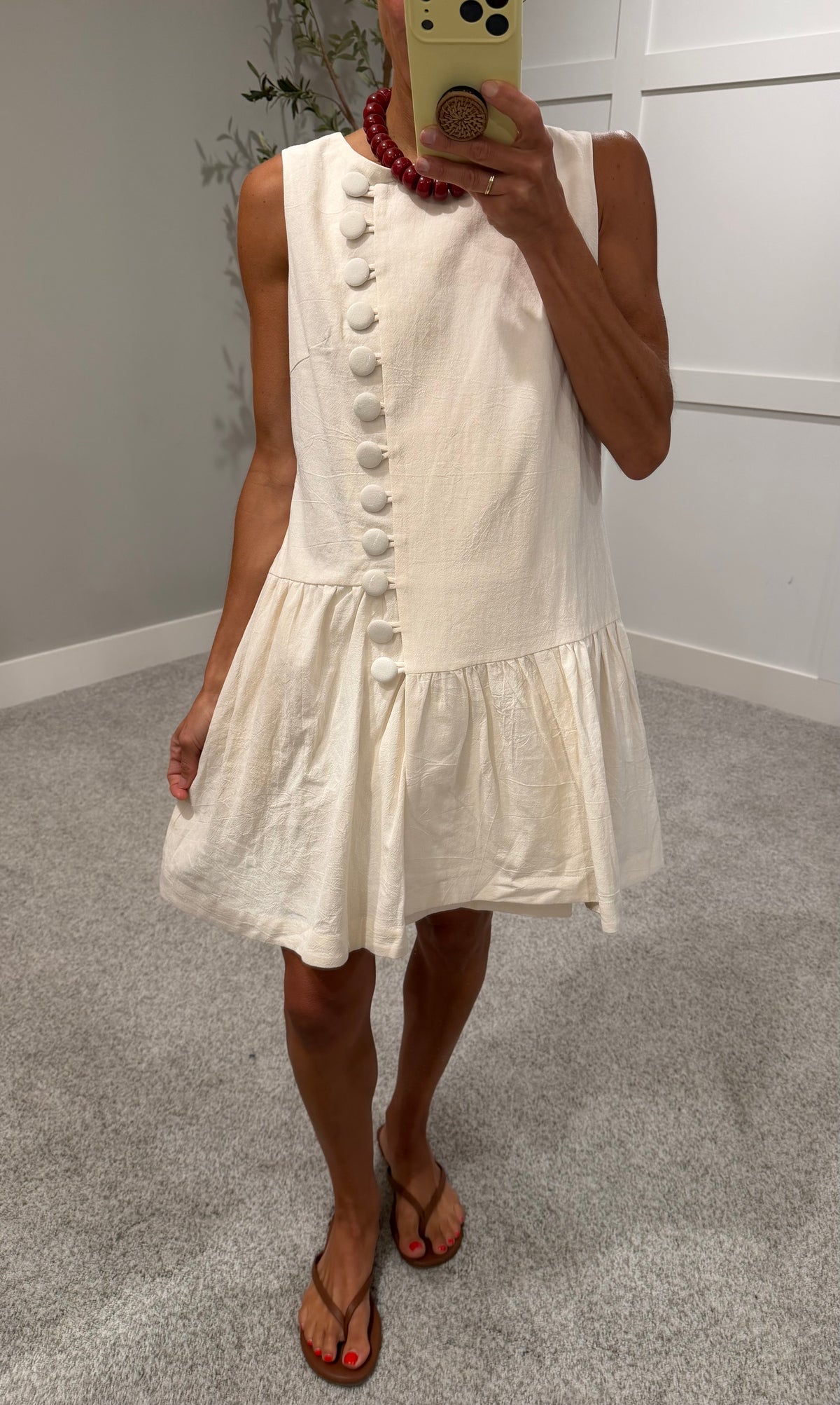 Sadie Drop Waist Mini Dress | Chalk