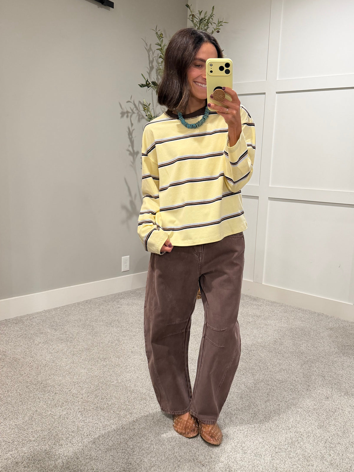 Sara Striped Long Sleeve Top | Butter Yellow
