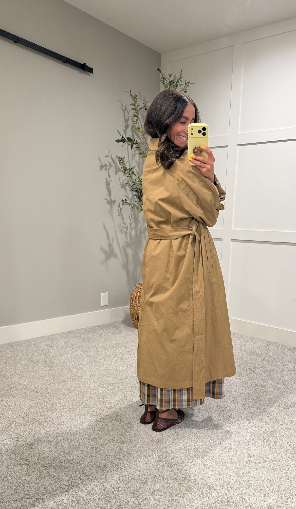 Classic Belted Long Trench Coat | Khaki