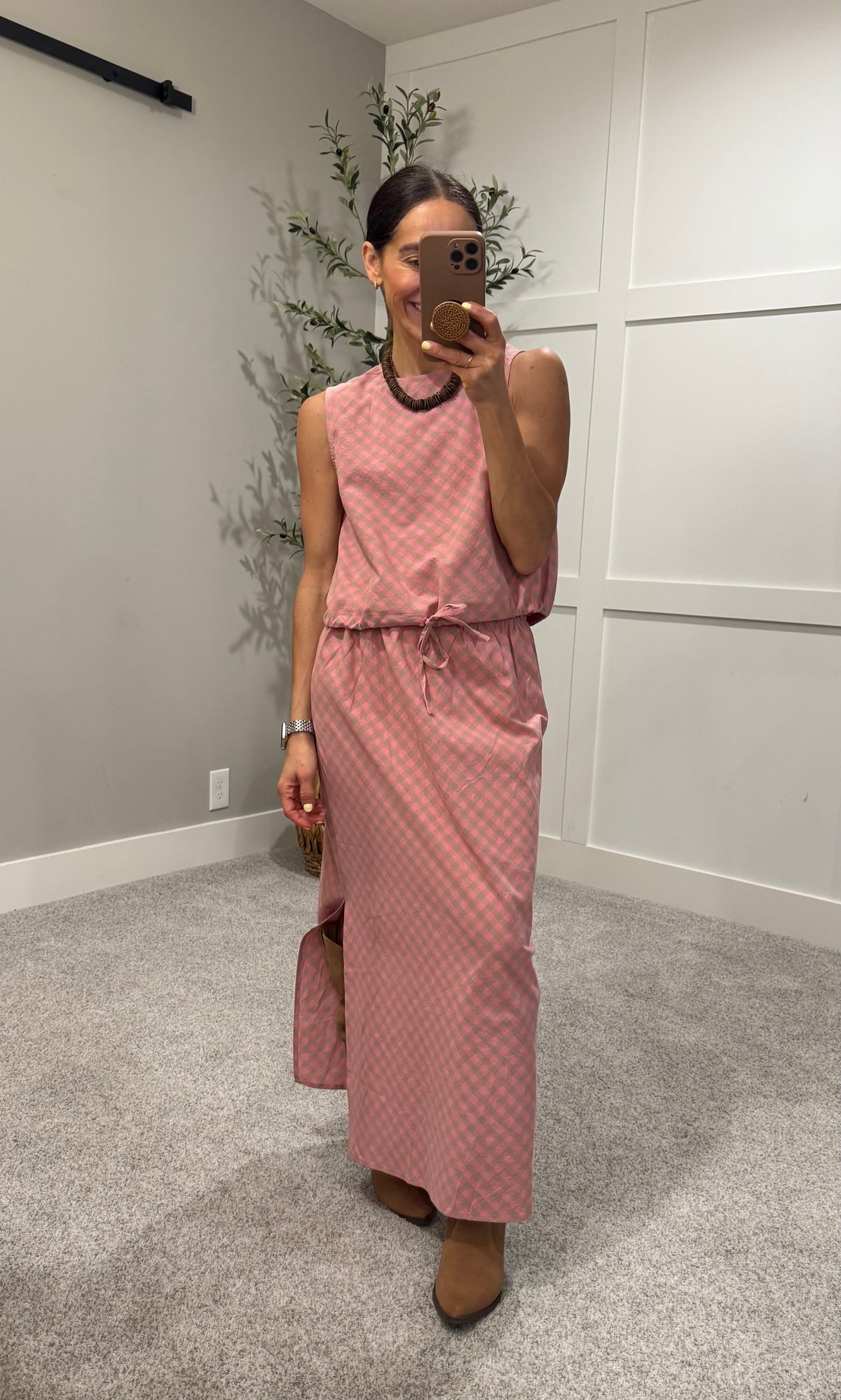 Sally Plaid Set | Pink/Mocha