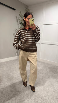 The Nora Sweater Polo | Brown Striped