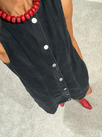 Langley Denim Mini Dress | Washed Black