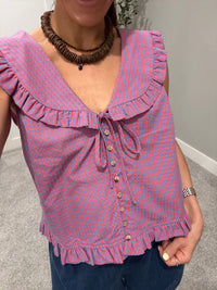 Lizzy Top | Cherry/Blue