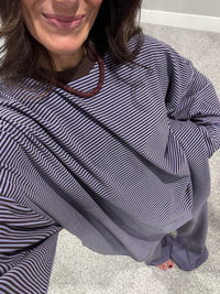 Lounging Brushed Knit Pullover | Lavender/Brown