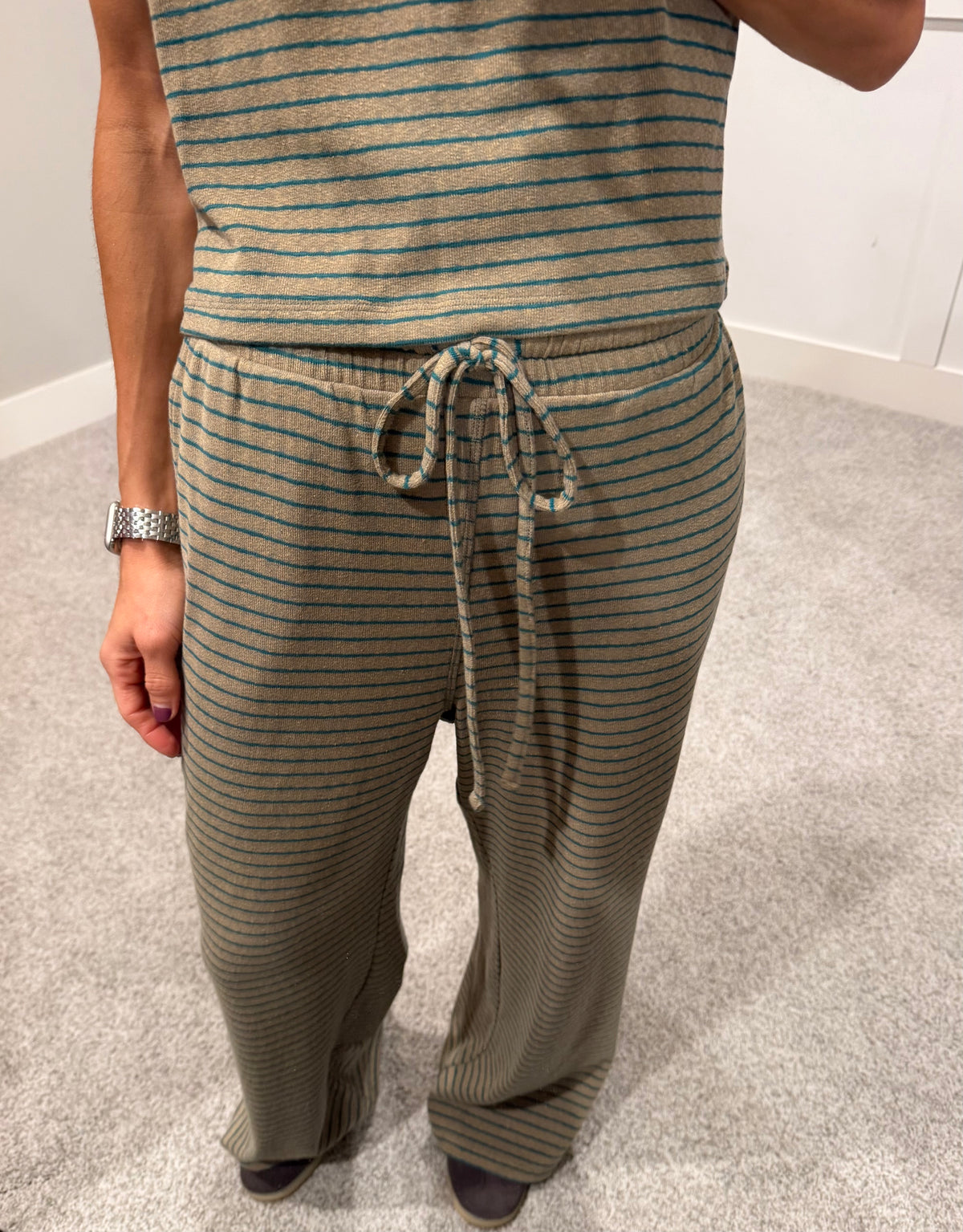 Basil Striped Set| Basil Green