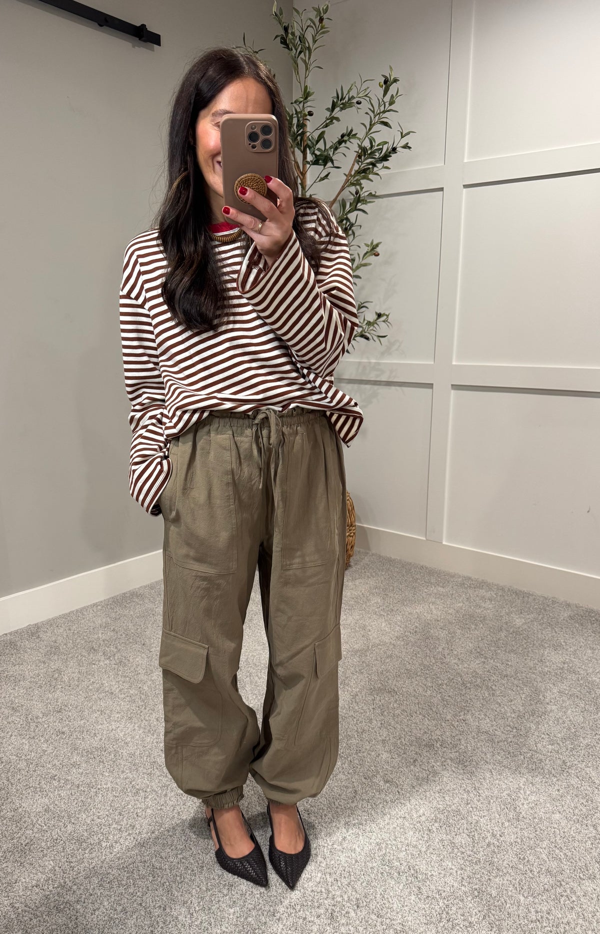 Maeve Striped Top | Brown/White