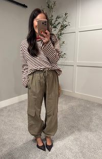 Maeve Striped Top | Brown/White