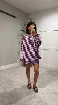 The Marlowe Stripe Set | Burgundy/Blue