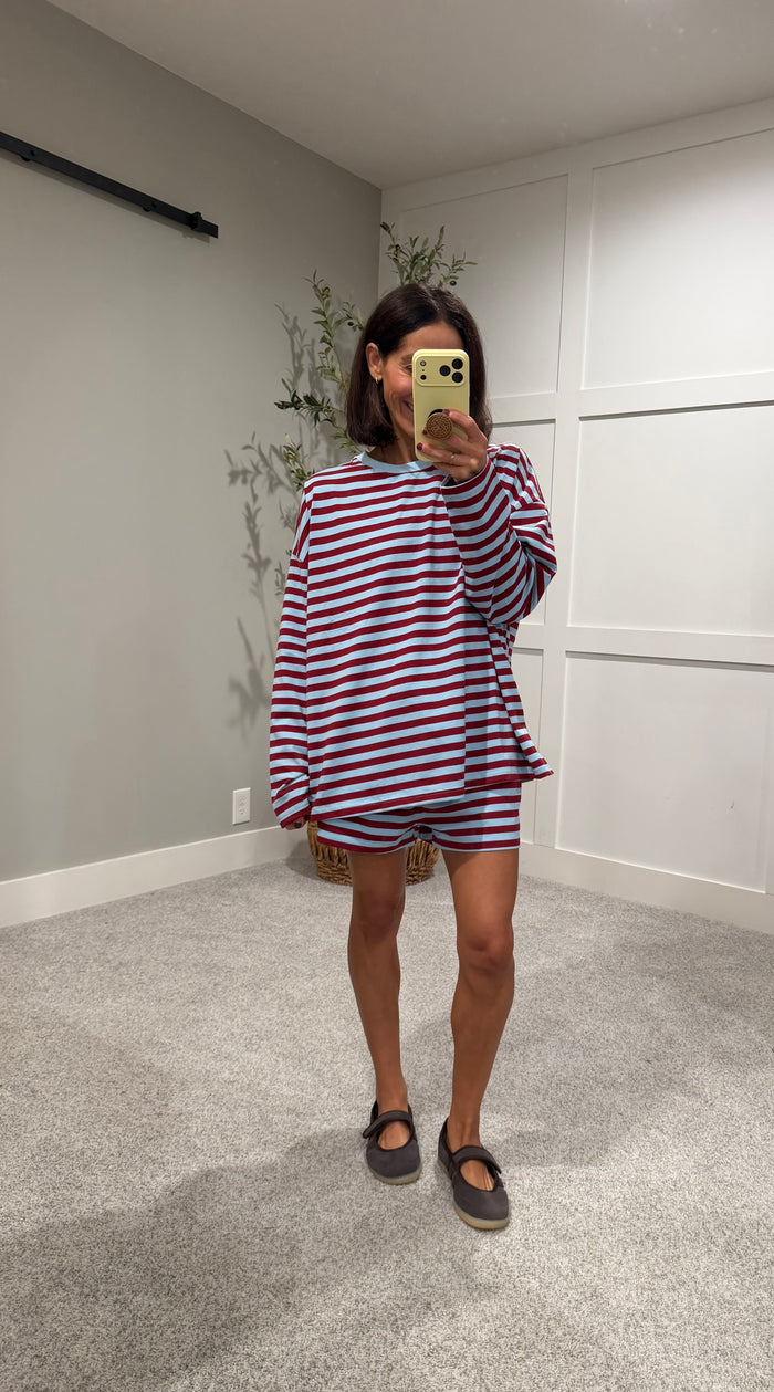 The Marlowe Stripe Set | Burgundy/Blue