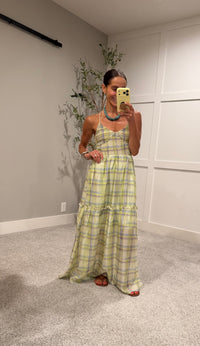 Maxine Plaid Maxi Dress | Lime