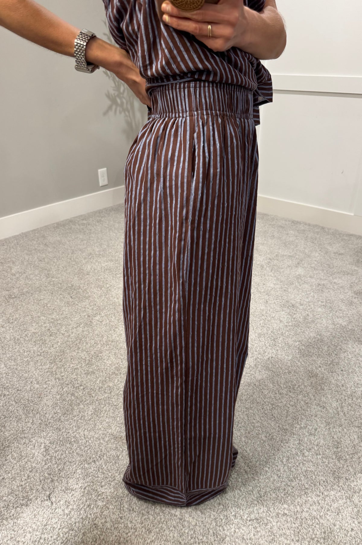 Monica Striped Set | Brown/Blue