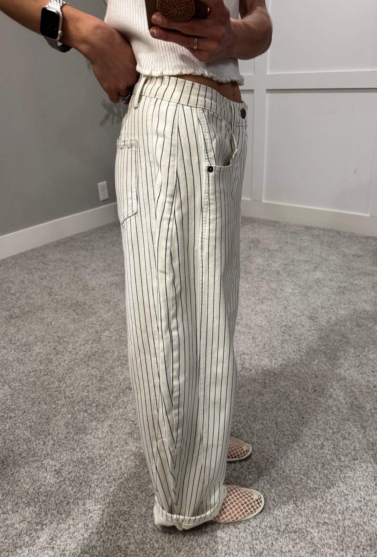 Pinstripe Barrel | Off White/Black