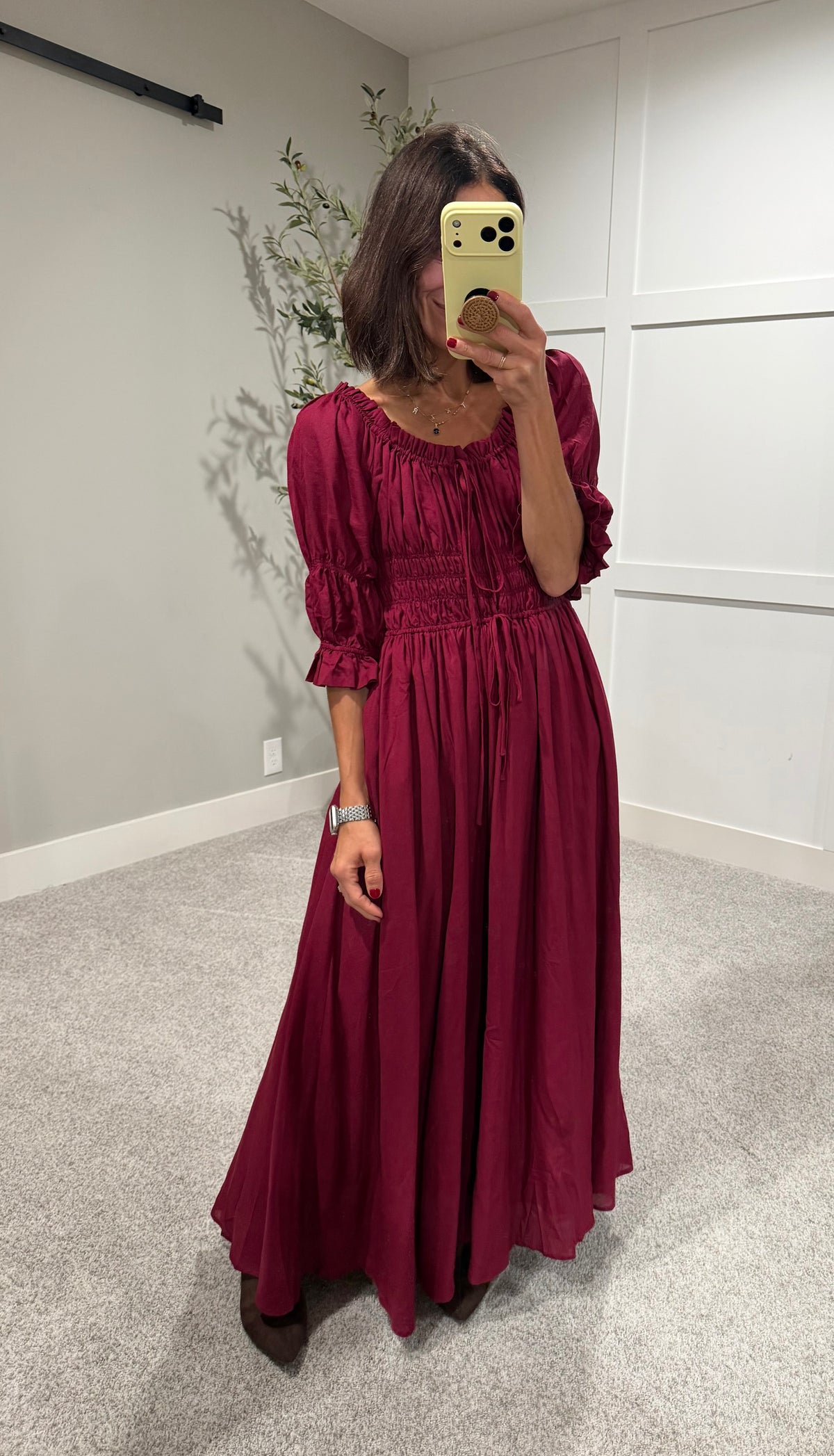 The Solana Smocked Dress | Burgundy