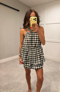 Meadow Gingham Top | Black/Ivory