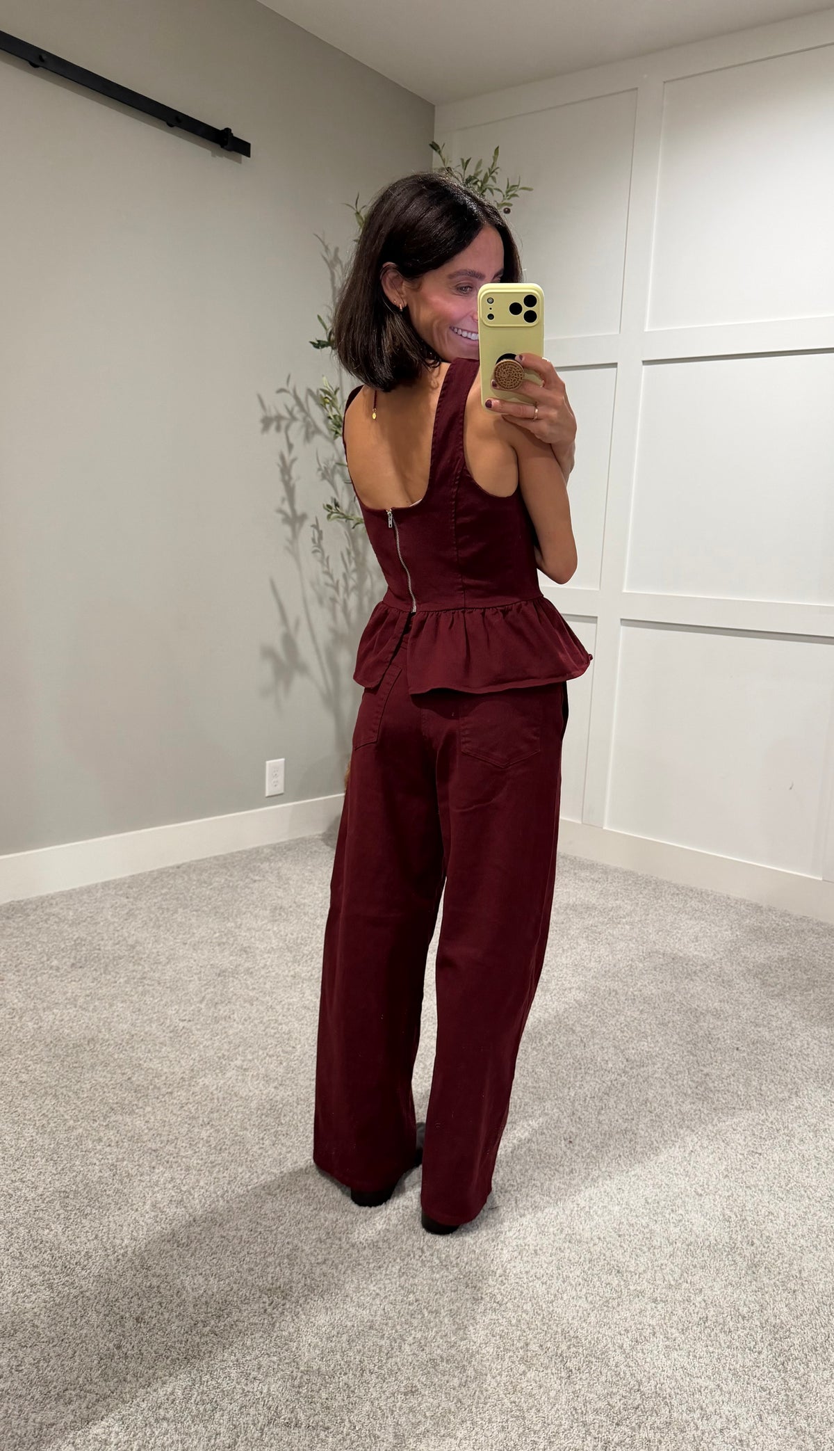 Peppa Peplum Denim Set | Burgundy