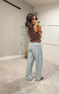 Drawstring Barrel Patch Denim Pants | DENIM