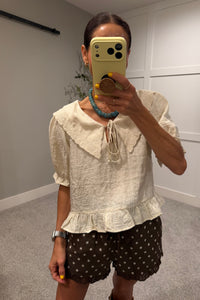 Wilder Cream Embroidered Collar Blouse
