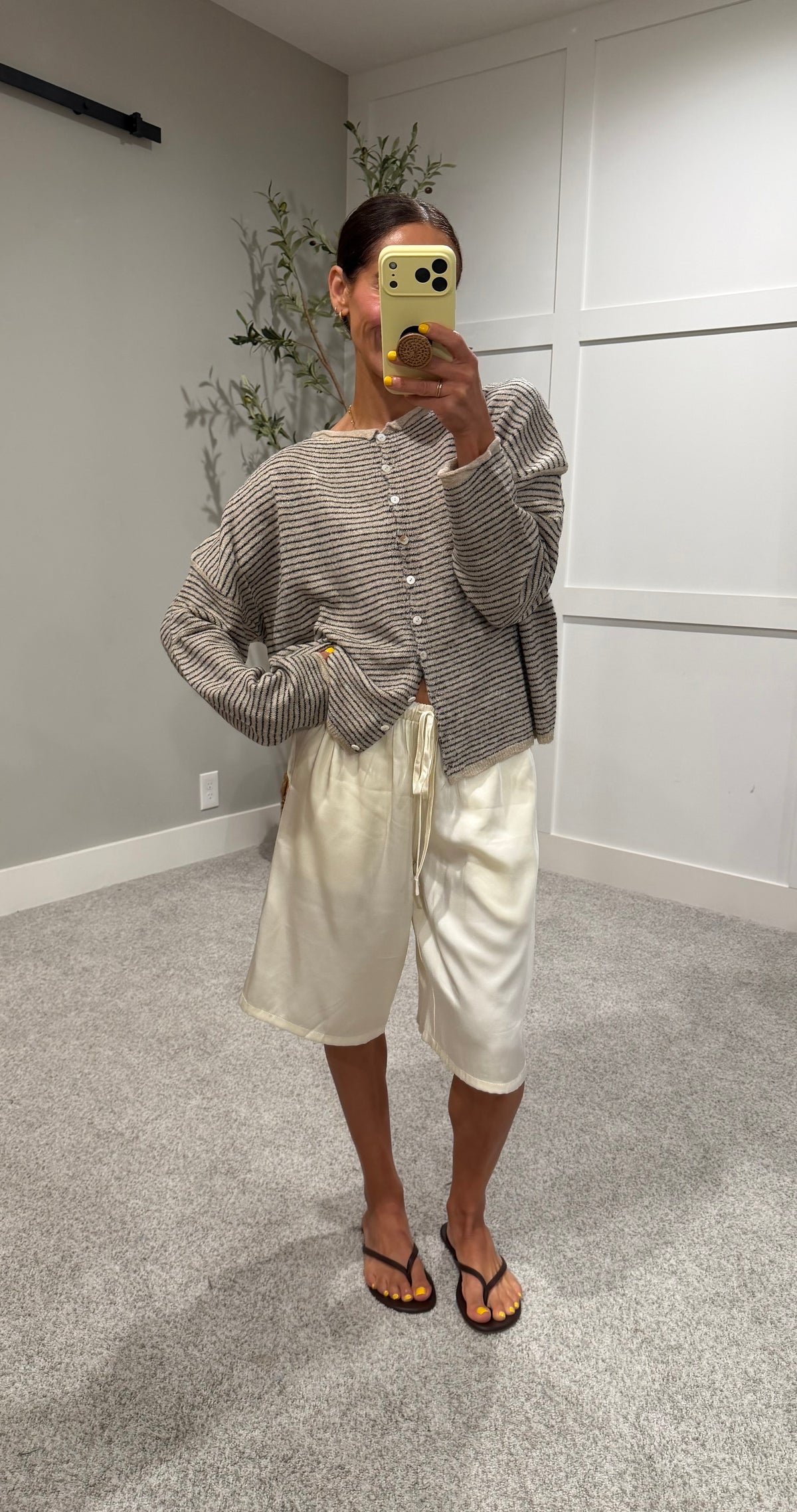 Piper Pinstripe Cardigan | Natural/Navy
