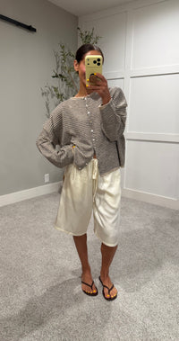 Piper Pinstripe Cardigan | Natural/Navy