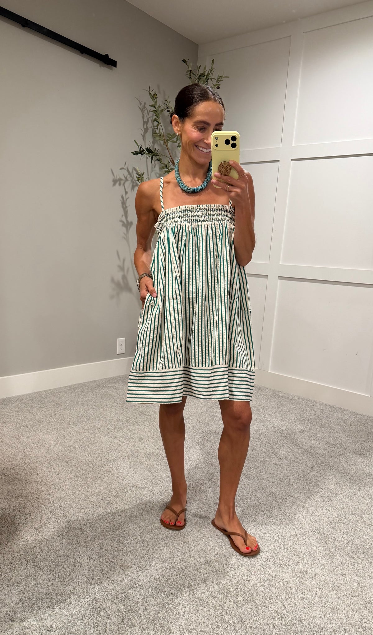 Jade Striped Dress | Green/Cream