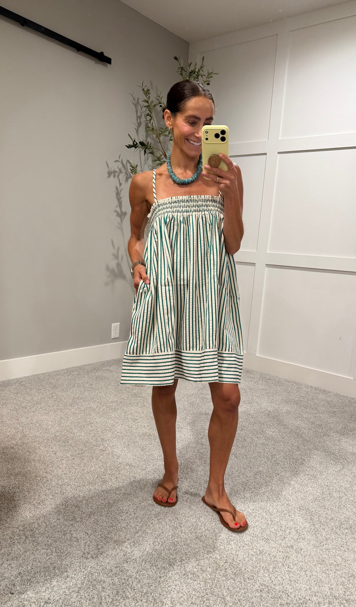 Jade Striped Dress | Green/Cream