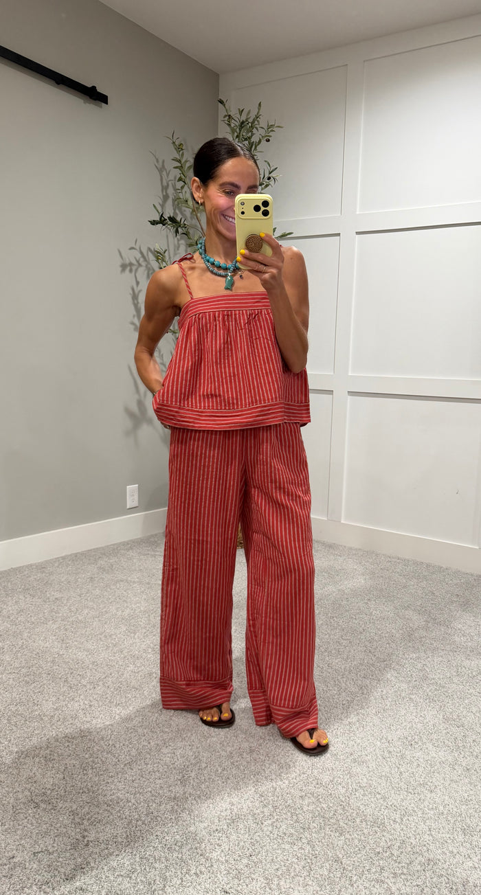 Monica Striped Set | Red
