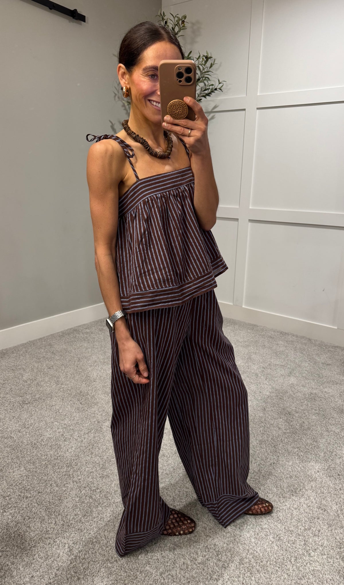 Monica Striped Set | Brown/Blue