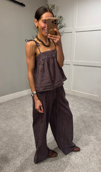 Monica Striped Set | Brown/Blue