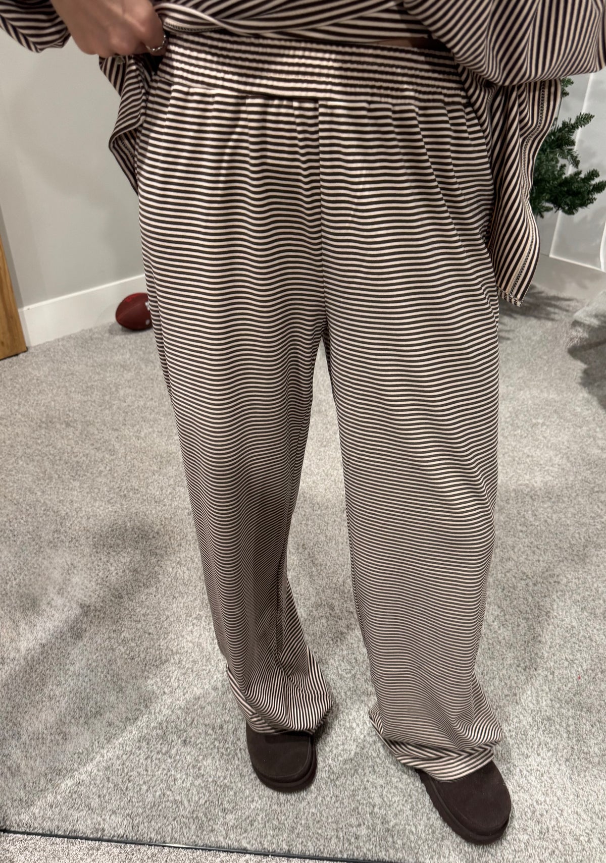 Lounging Brushed Knit Pants | Brown/Cream