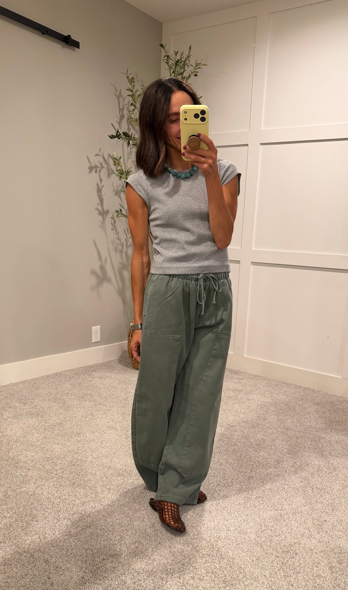 Katie Ribbed Cap Sleeve Top | Heather Grey